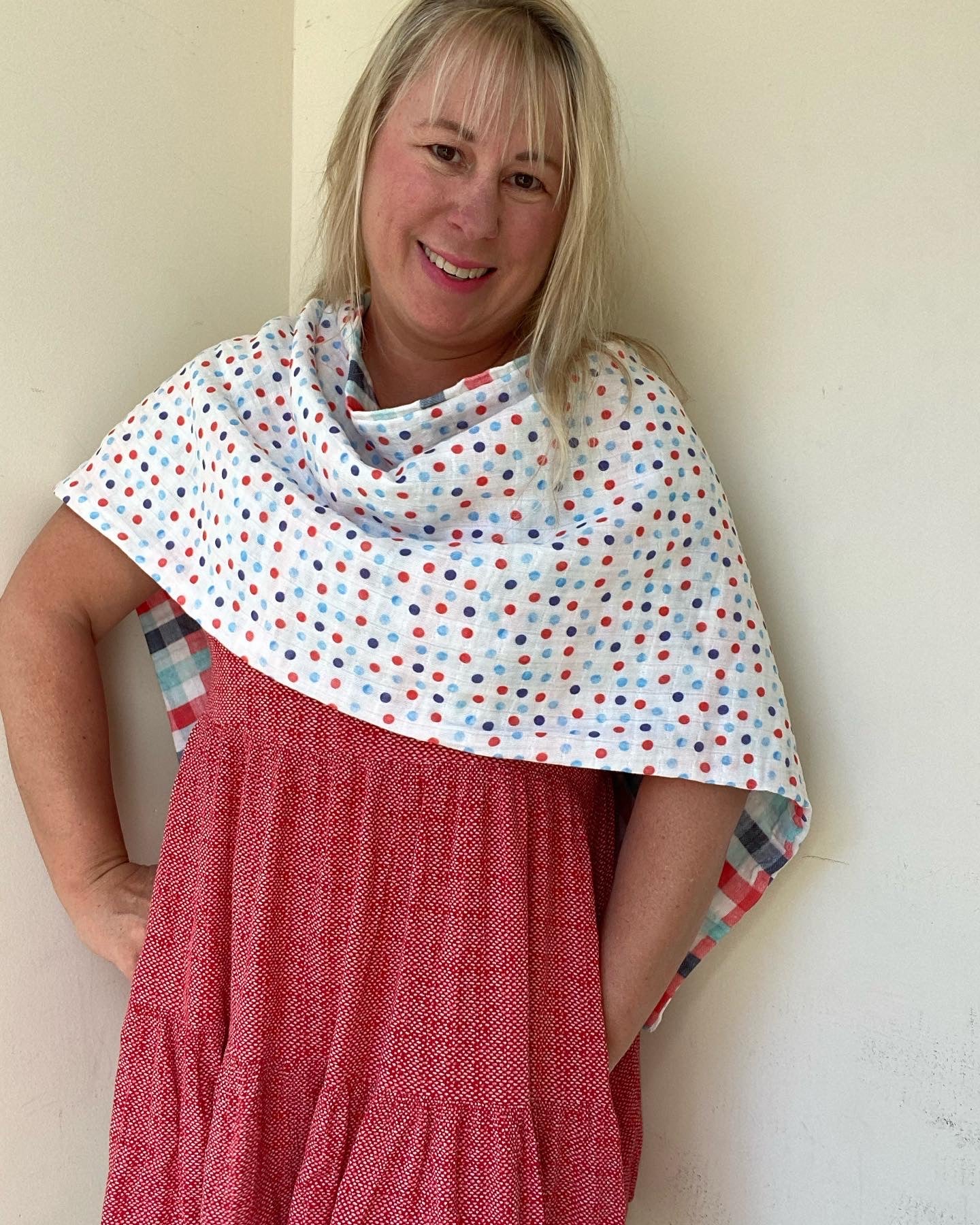 Red White and Blue Snap Shawl
