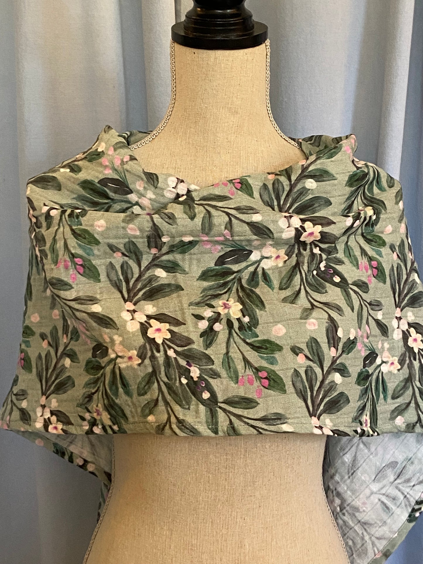 Sage Green Floral Poncho