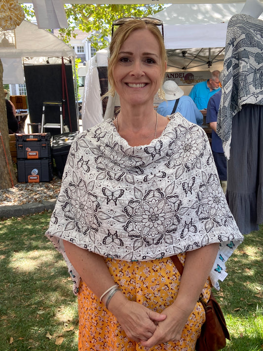 Aqua Butterfly Snap Shawl