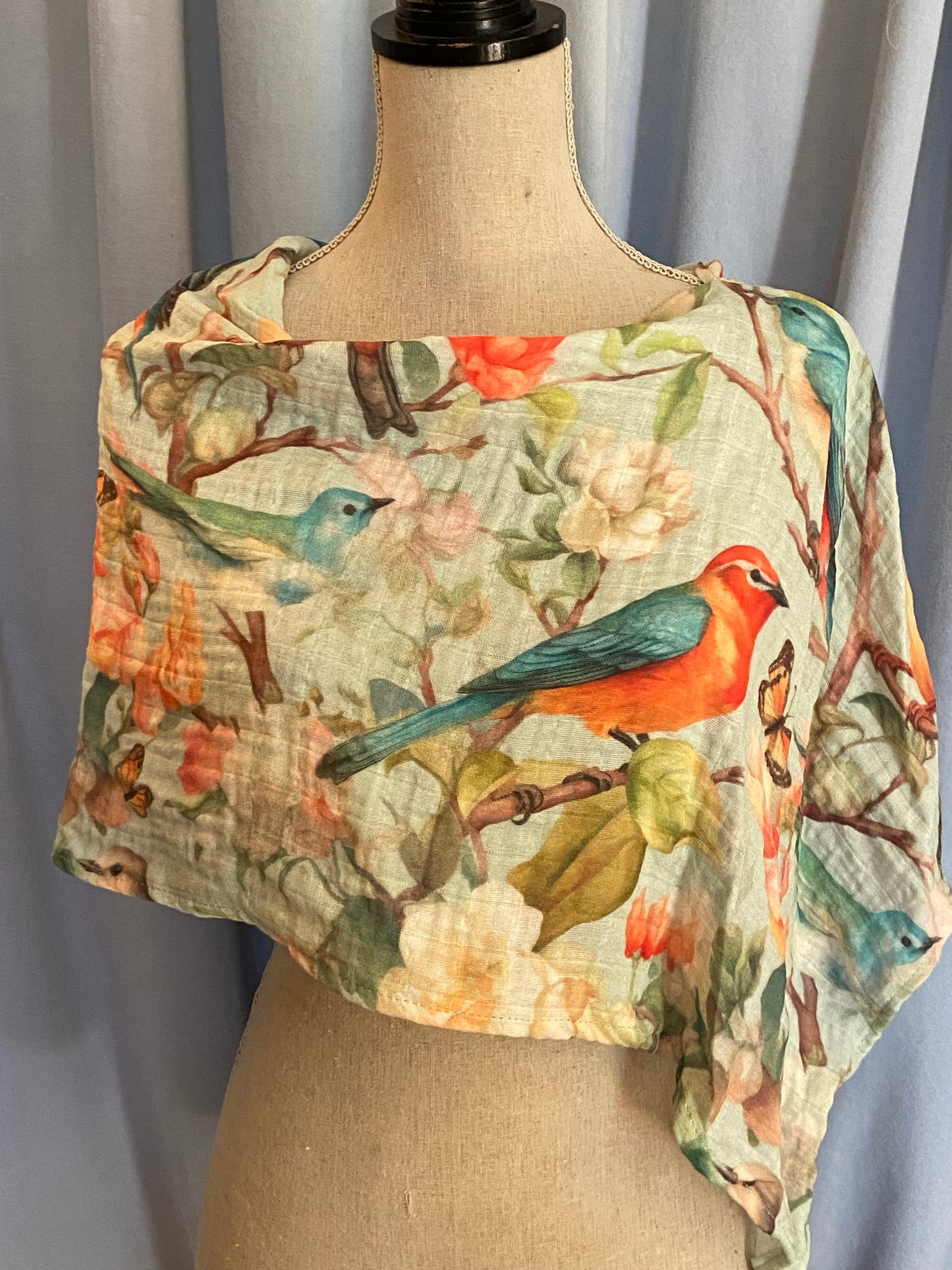 Sage Green Bird Poncho