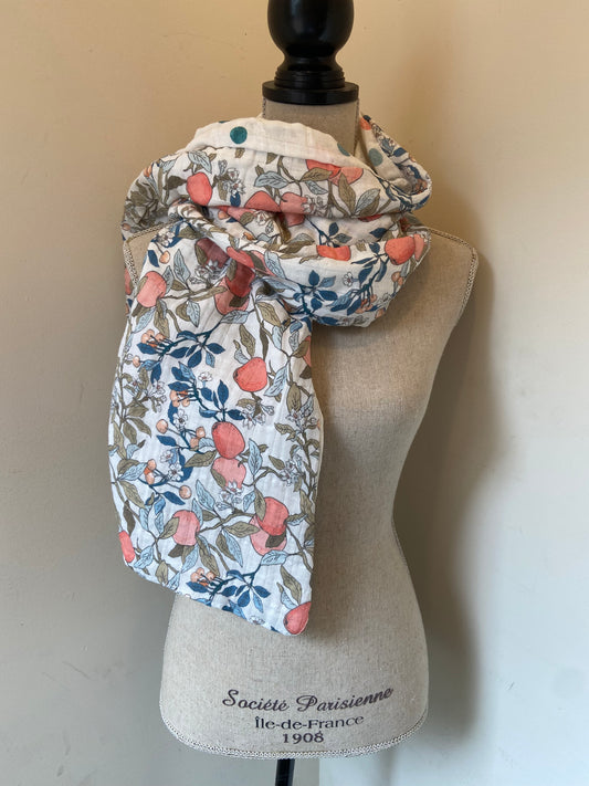 Peach Print Snap Shawl