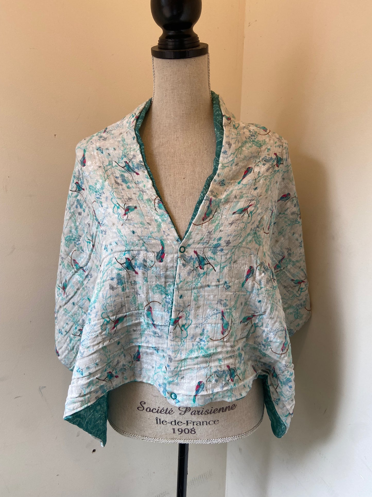 Teal Bird Snap Shawl