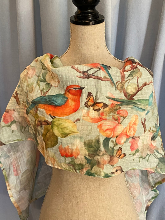 Sage Green Bird Poncho