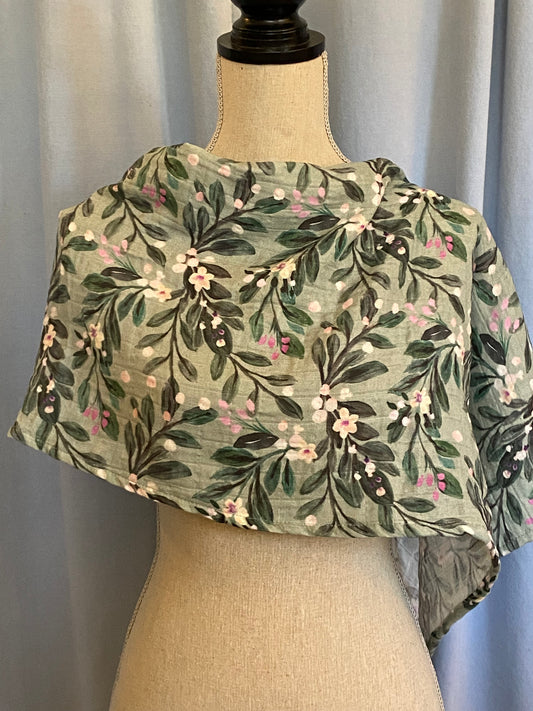 Sage Green Floral Poncho
