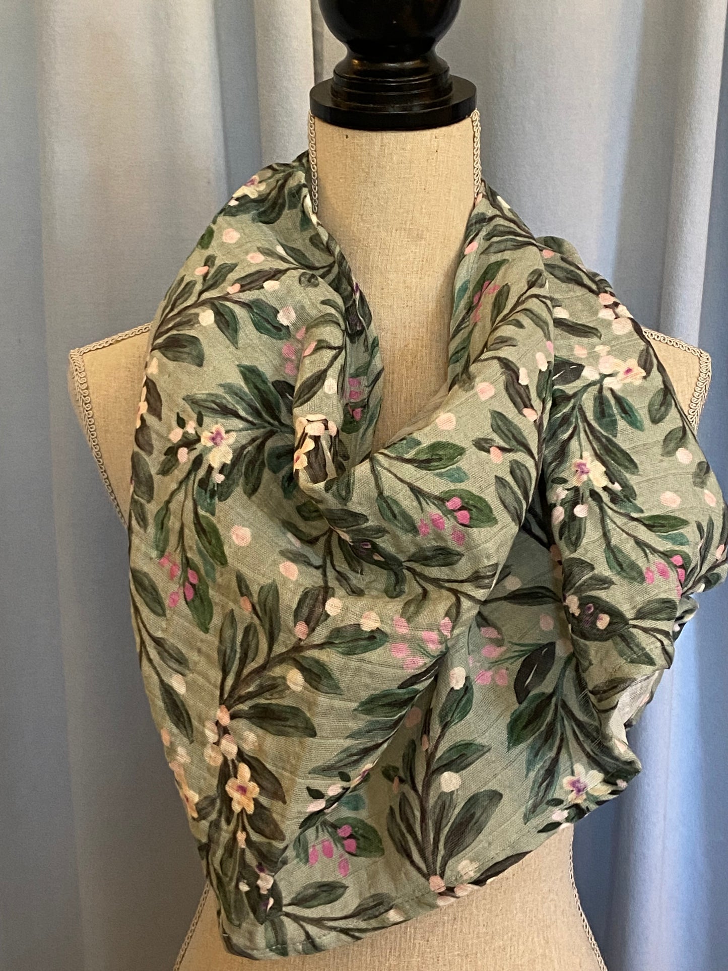 Sage Green Floral Poncho