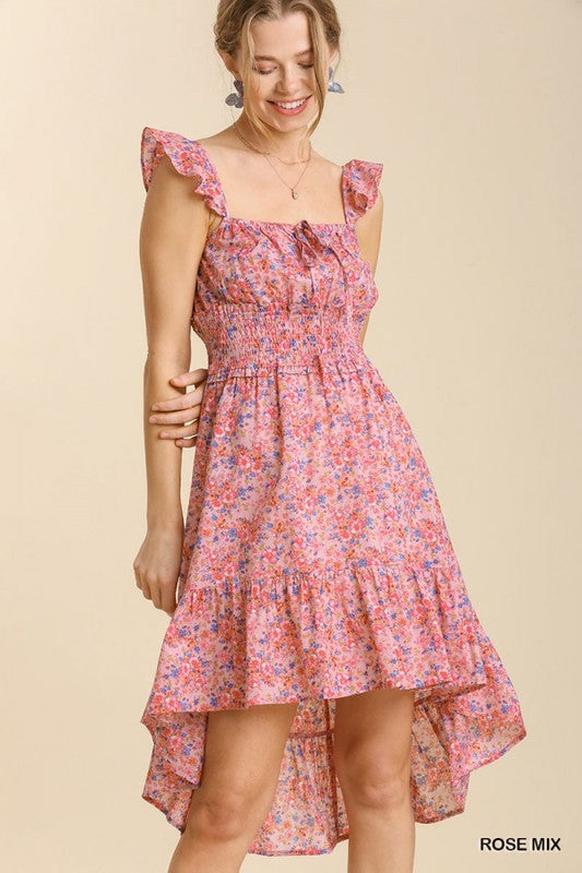 PINK FLORAL Umgee Hi-Low Dress