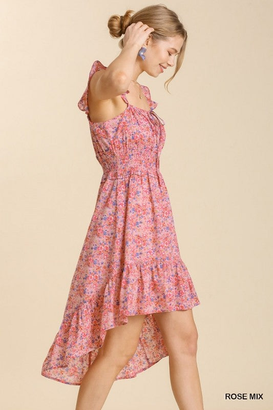 PINK FLORAL Umgee Hi-Low Dress