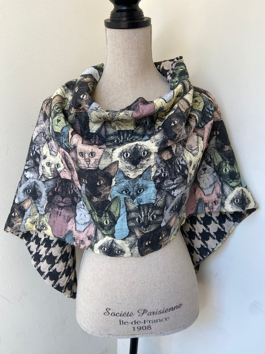 Cat Print Snap Shawl