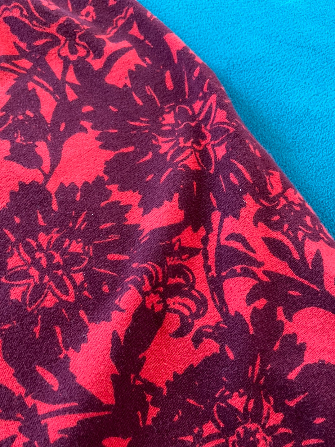 RED FLORAL Lands End Dress Size S