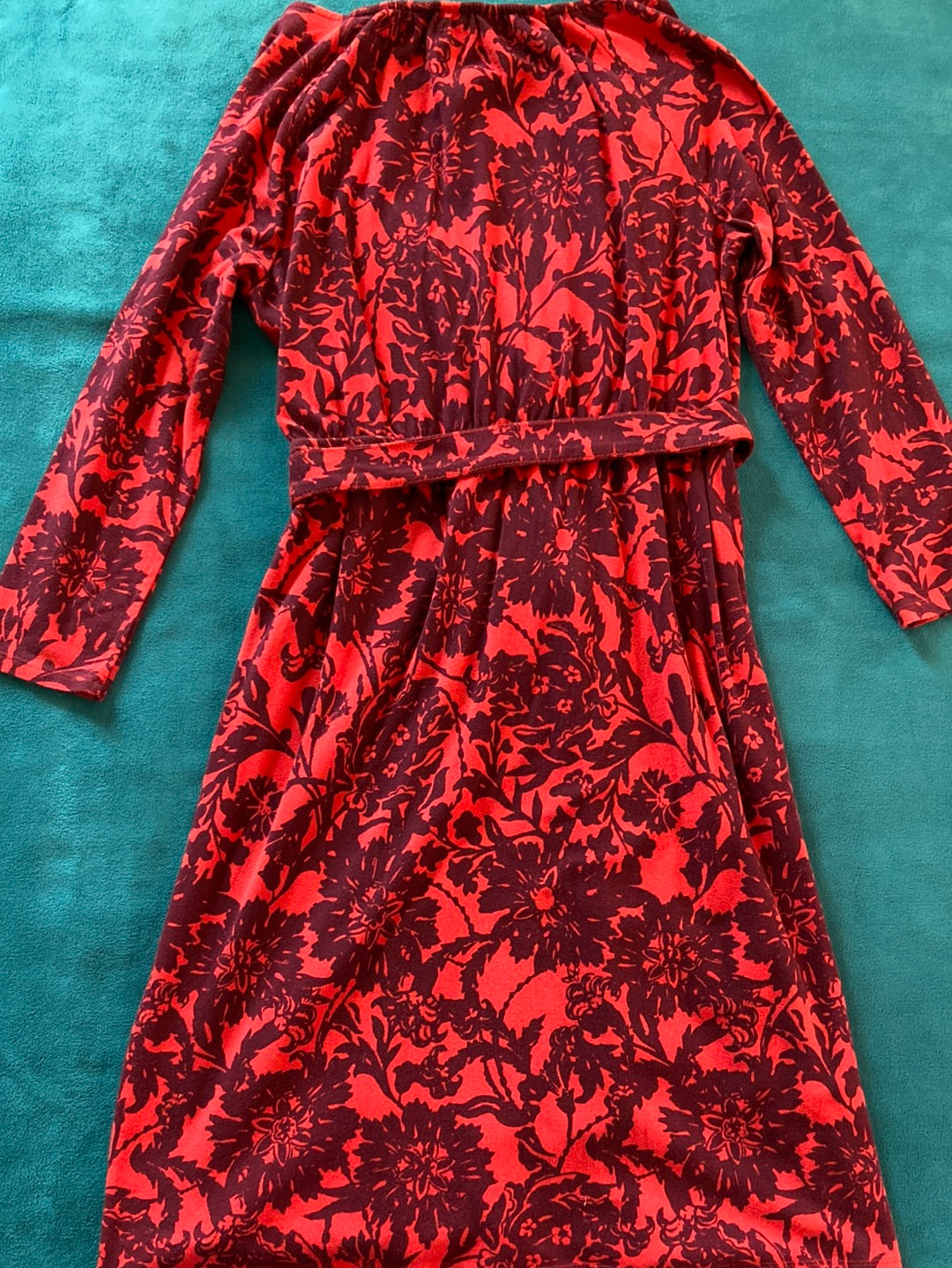RED FLORAL Lands End Dress Size S