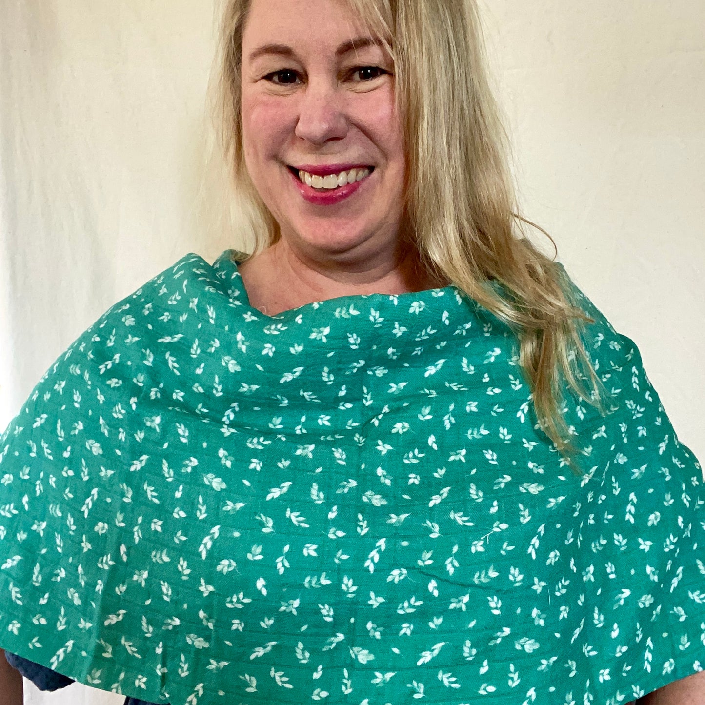 Aqua Floral Snap Shawl