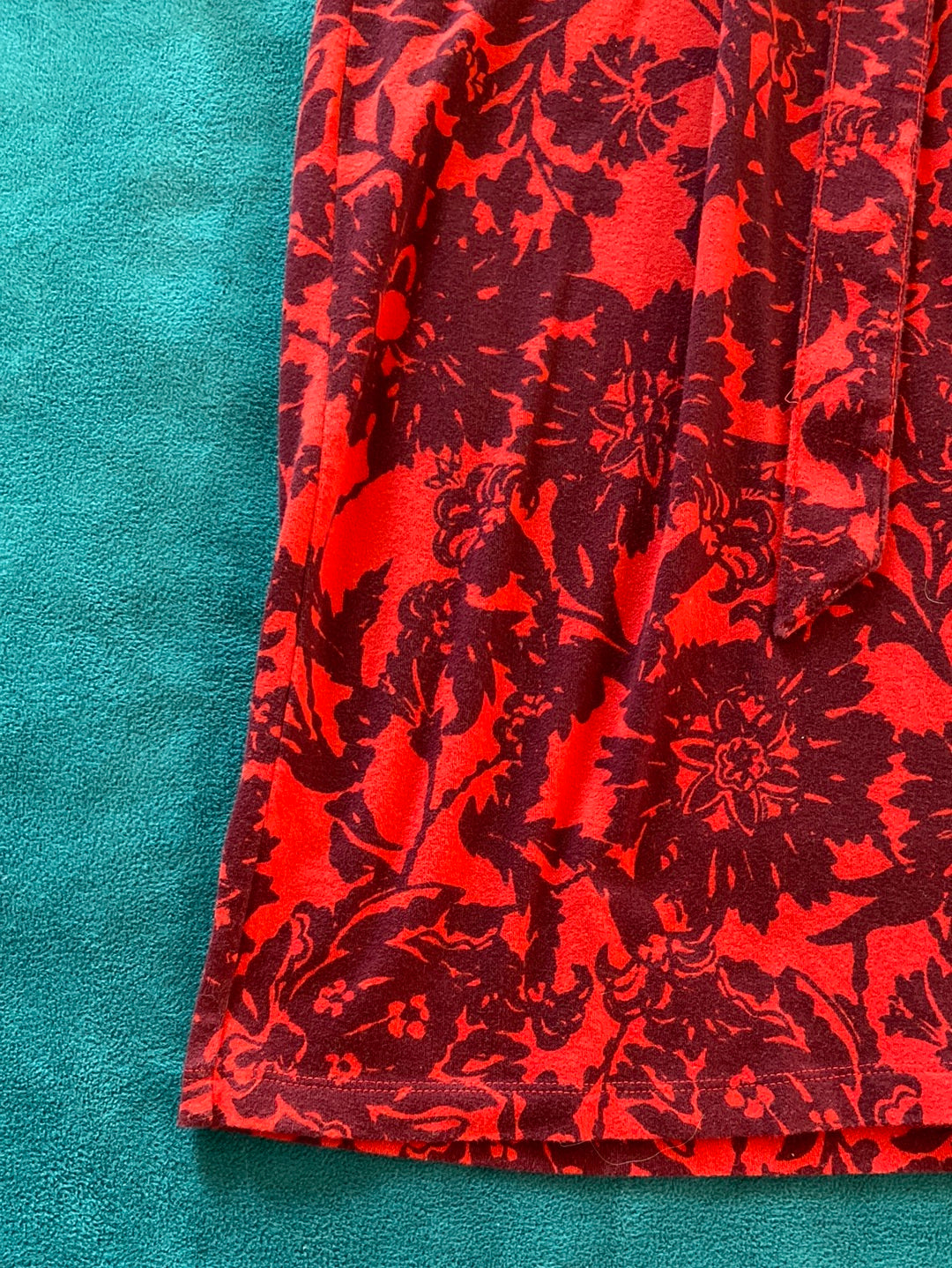 RED FLORAL Lands End Dress Size S