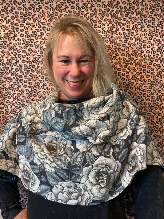 White Cabbage Rose Snap Shawl