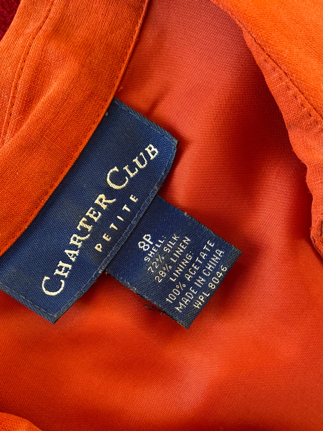 ORANGE CLASS Charter Club Dress Size 8P