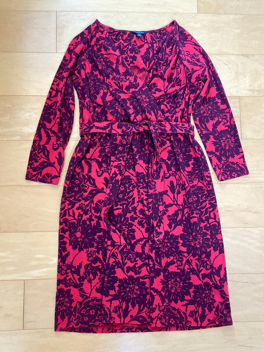 RED FLORAL Lands End Dress Size S