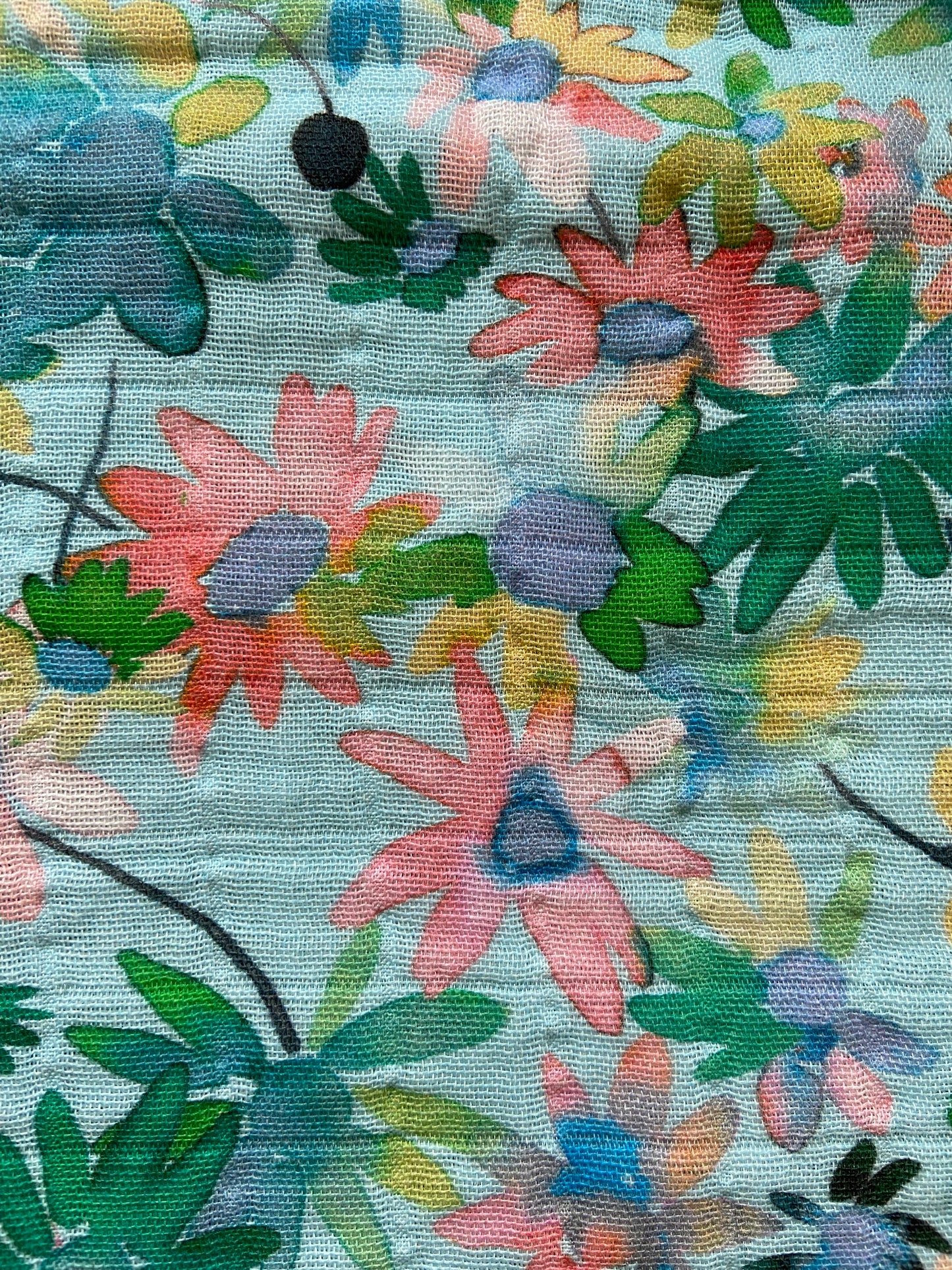 Aqua Floral Snap Shawl